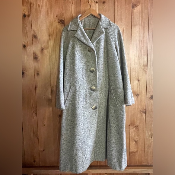 Vintage Jackets & Blazers - Vintage 60s Wool Tweed Maxi Coat